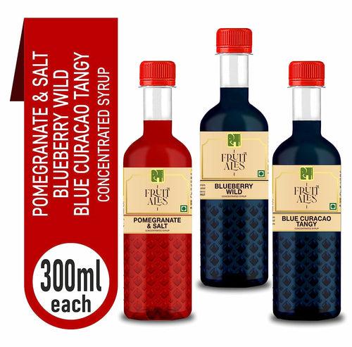 Mocktail Syrup Mixer - Blue Curacao, Blueberry Wild & Pomegranate Salt Flavouring Syrup - (3 x 300ml)