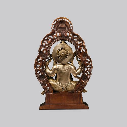 Brass Ganesh in Arch with Small Ganesh Design in Base - 3 Tone Finish 25 in