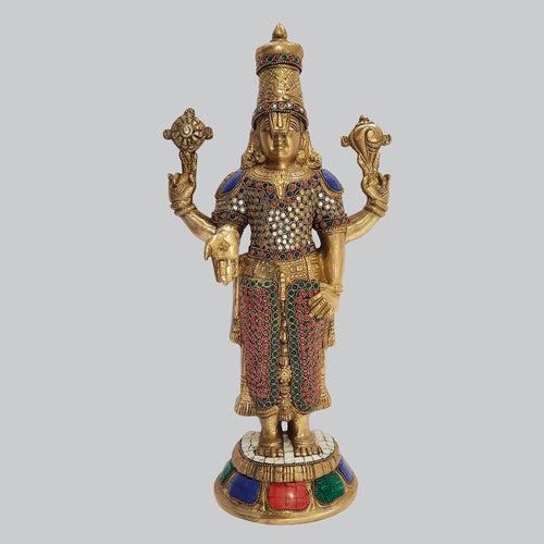 Brass Balaji with Ring Stonework 18 in