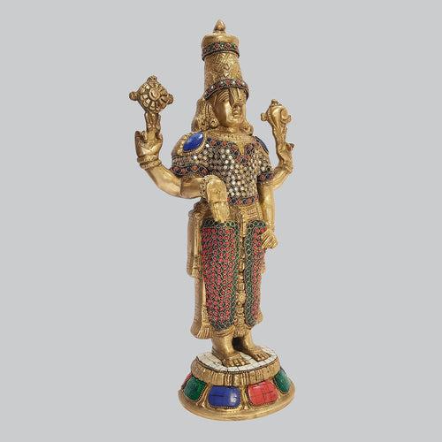 Brass Balaji with Ring Stonework 18 in