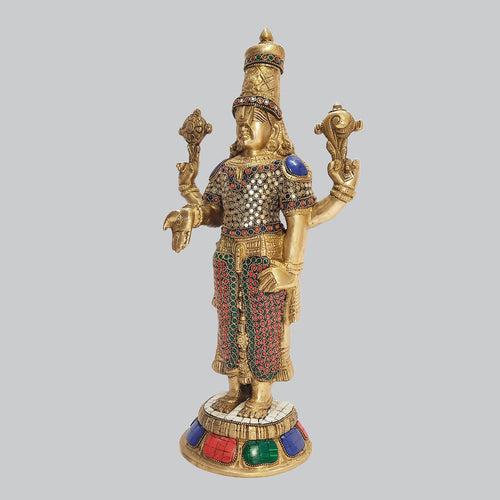 Brass Balaji with Ring Stonework 18 in