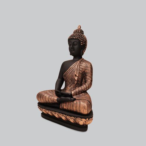 Resin Meditating Buddha in Black and Copper Finish 10 in