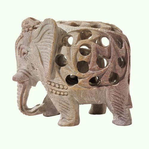 Softstone Elephant with Undercut Work 3.5 in