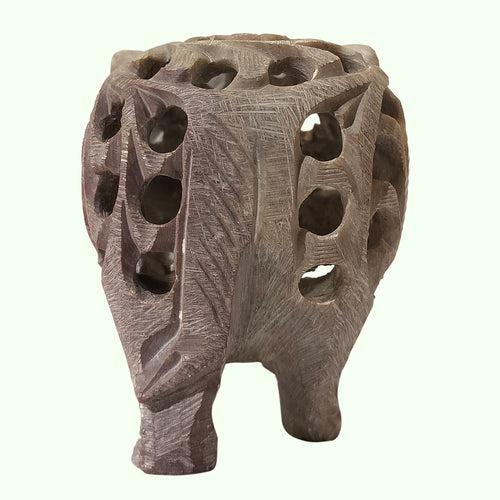 Softstone Elephant with Undercut Work 3.5 in