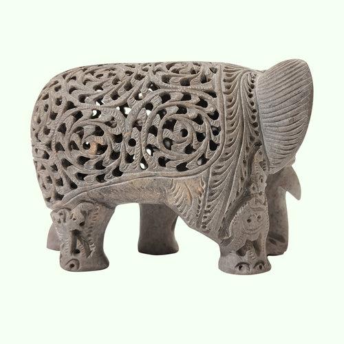 Softstone Elephant with Undercut Work Head Turned 6 in