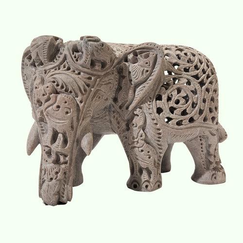 Softstone Elephant with Undercut Work Head Turned 6 in