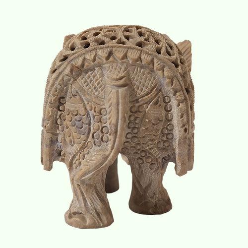 Softstone Elephant with Undercut Work 2.5 in