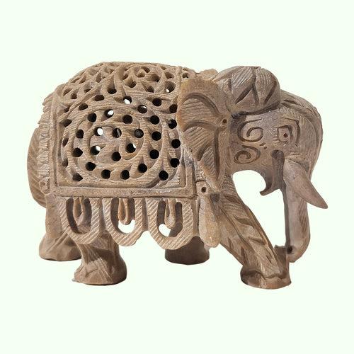 Softstone Elephant with Undercut Work 2.5 in