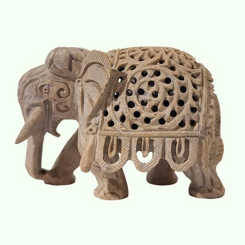 Softstone Elephant with Undercut Work 2.5 in