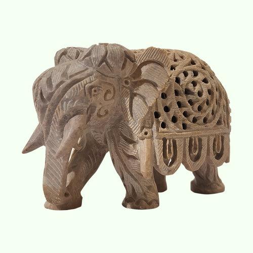 Softstone Elephant with Undercut Work 2.5 in