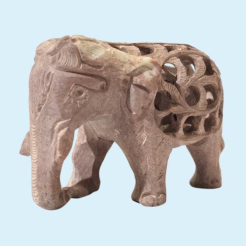 Softstone Elephant with Undercut Work 2.5 in