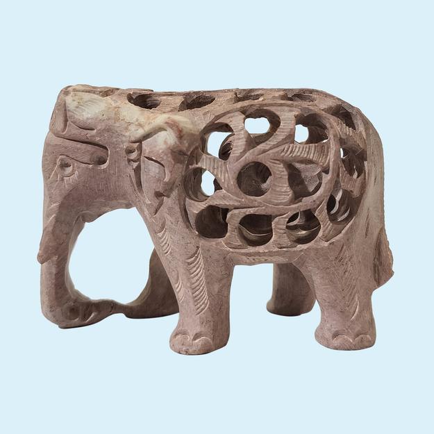 Softstone Elephant with Undercut Work 2.5 in