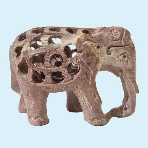 Softstone Elephant with Undercut Work 2.5 in