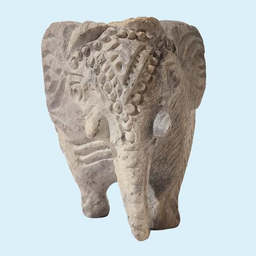 Softstone Elephant with Undercut Work 3 in