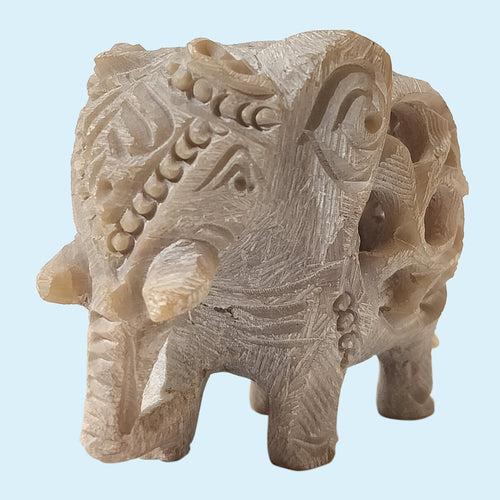 Softstone Elephant with Undercut Work 2.5 in