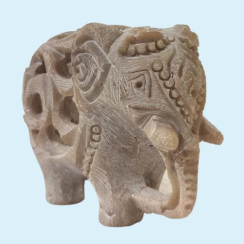 Softstone Elephant with Undercut Work 2.5 in