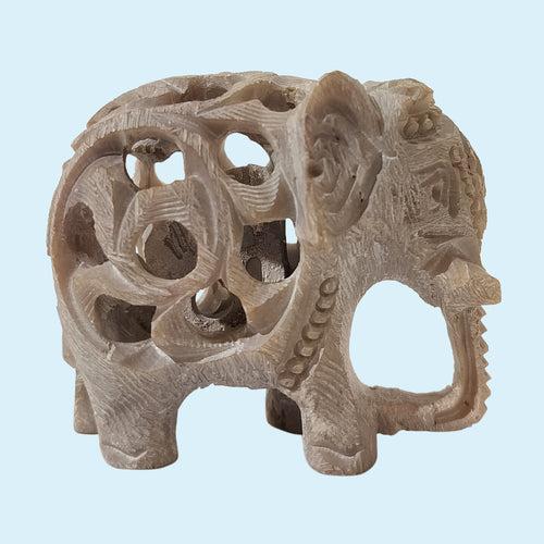 Softstone Elephant with Undercut Work 2.5 in