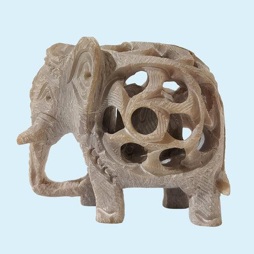 Softstone Elephant with Undercut Work 2.5 in