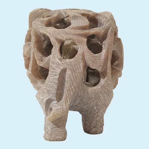 Softstone Elephant with Undercut Work 2.5 in