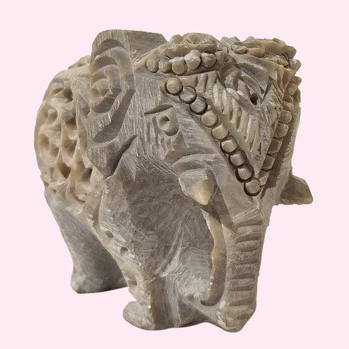 Softstone Elephant with Undercut Work 2.5 in