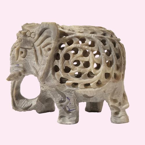 Softstone Elephant with Undercut Work 2.5 in