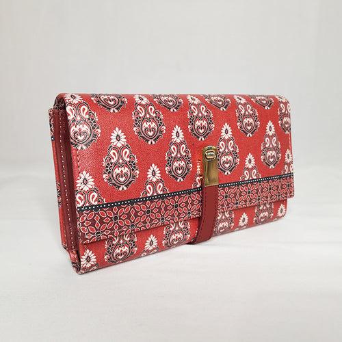Ajrakh Wallet with Mobile case (Maroon)