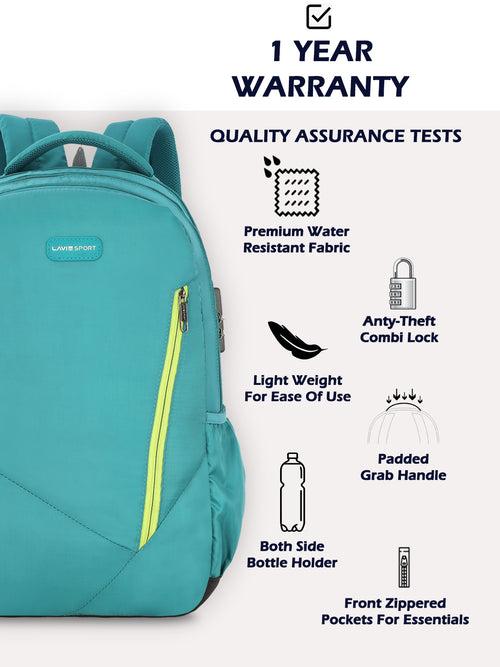 Lavie Sport Astro 36L Anti-theft Laptop Backpack For Men & Women | Laptop Bag For Boys & Girls Teal