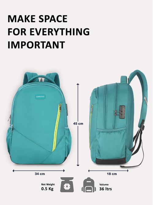Lavie Sport Astro 36L Anti-theft Laptop Backpack For Men & Women | Laptop Bag For Boys & Girls Teal
