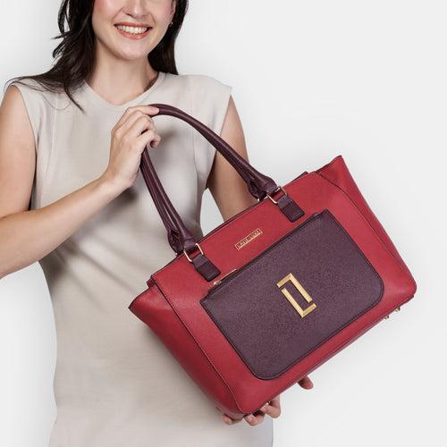 Lavie Luxe Kyle Red Large Women's Tote Handbag