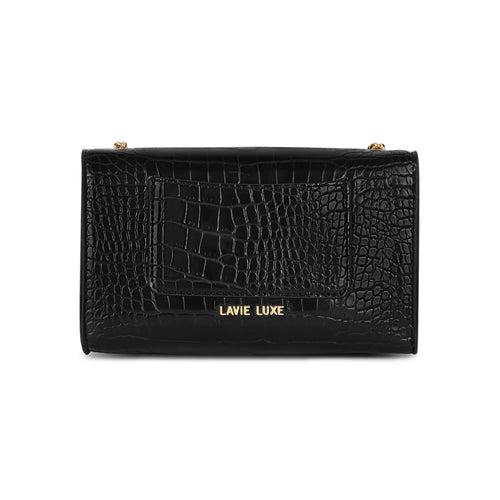 Lavie Luxe Crocflap Black Small Women's Sling