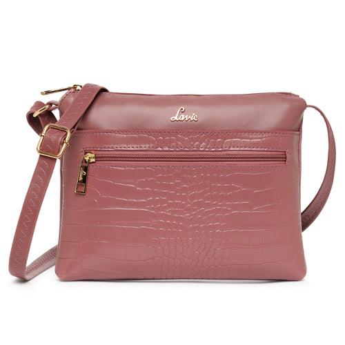 Lavie Slimcroc Topzip Dark Pink Medium Women’s Sling Handbag