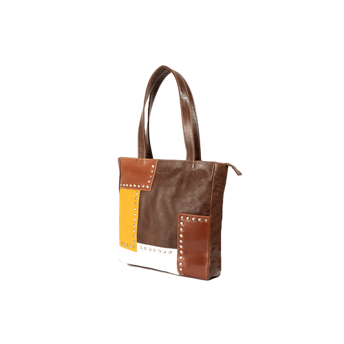 Tri-coloured Leather Shoulder Bag