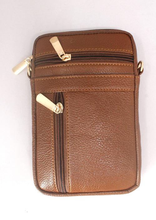 Rank Mini  Genuine Leather Tan Sling Bag