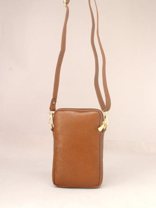 Rank Mini  Genuine Leather Tan Sling Bag