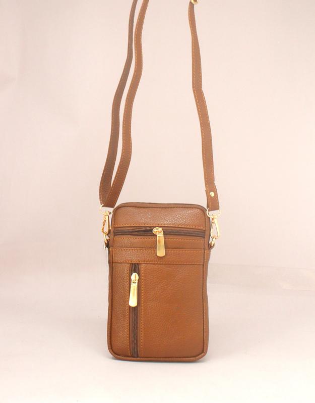 Rank Mini  Genuine Leather Tan Sling Bag