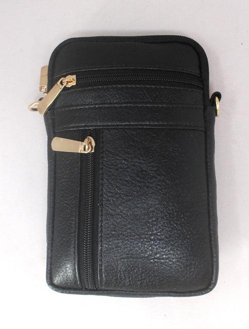 Rank Mini  Genuine Leather Black Sling Bag