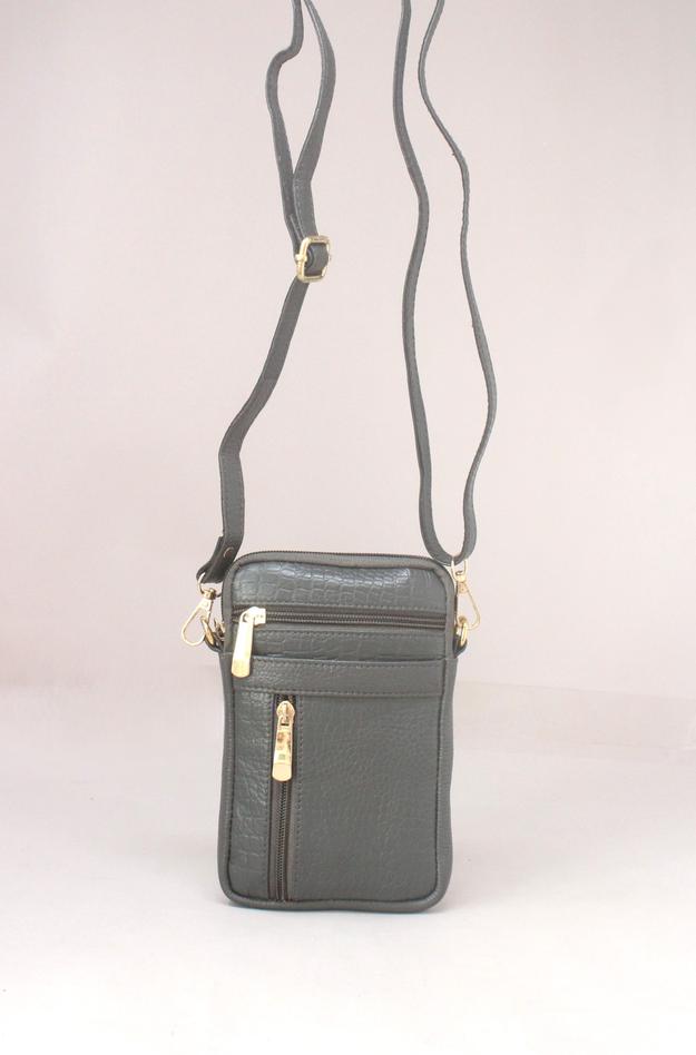 Rank Mini  Genuine Leather Grey Sling Bag