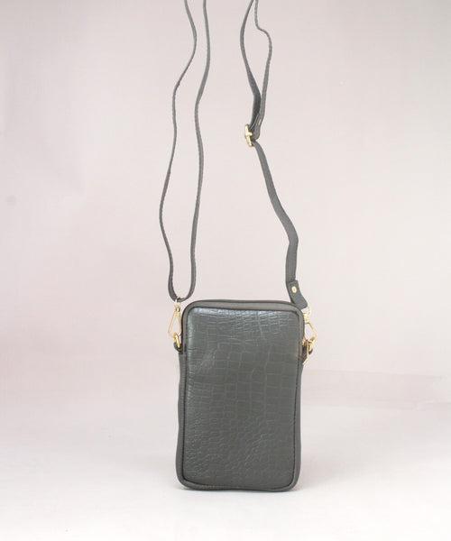 Rank Mini  Genuine Leather Grey Sling Bag