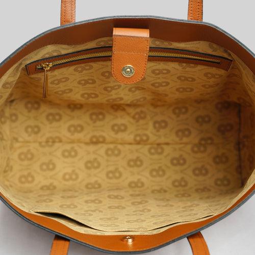 90 Feet Malti Classic Tan Real Leather Tote Bag