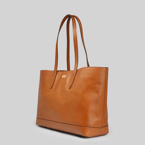 90 Feet Malti Classic Tan Real Leather Tote Bag