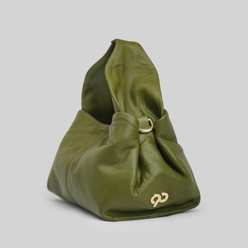 90 Feet Leaf Green Real Leather Bucket Sling/Potli Bag