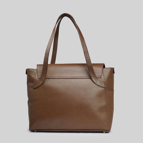 90 Feet Tara Dark Brown Leather Work Tote Bag (Large)