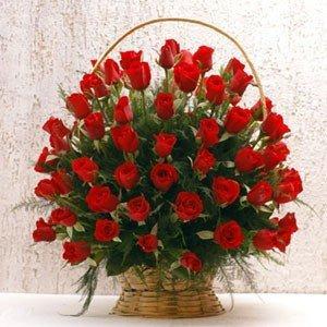 Red Blooms Basket - Valentine