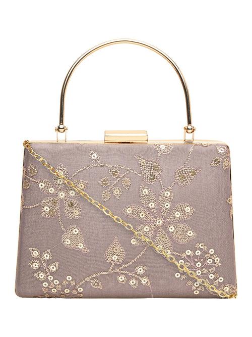 Horra Embellished Silk party Clutch - Light Purple