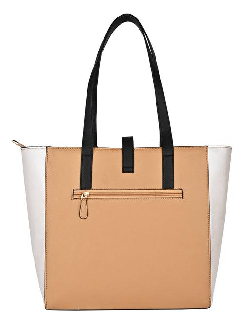 Horra Color blocked Casual Handbag for Women -Beige