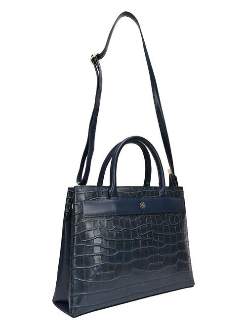 Horra Croco Texture Handbag With Detachable Sling Strap