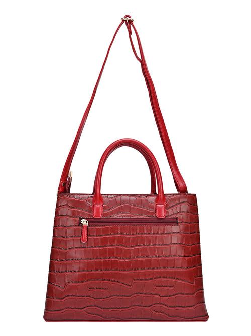 Horra Croco Texture Handbag With Detachable Sling Strap