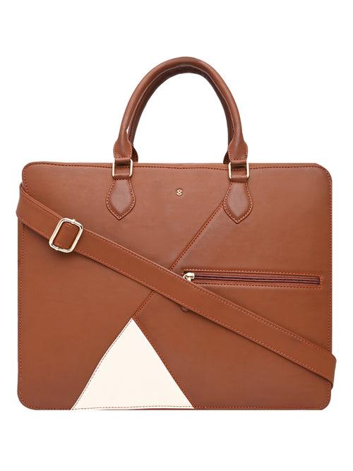 Horra Colorblocked 15 Inch Laptop Bag For Men and Women- Brown