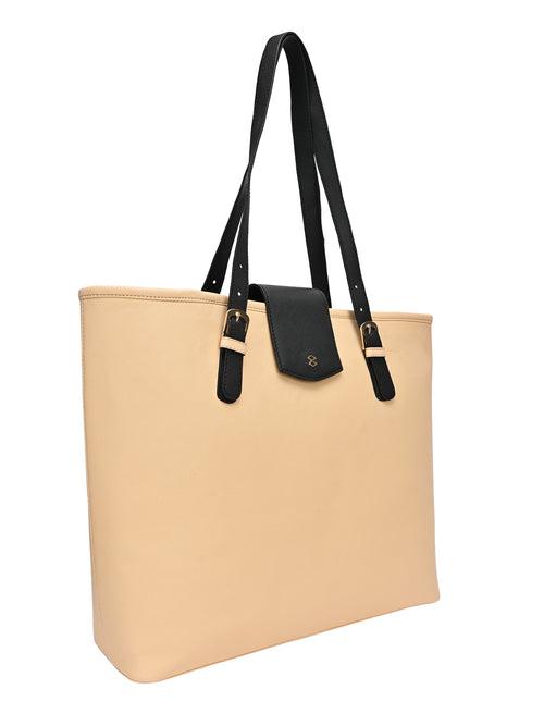 Horra Solid Oversized Tote bag for Women - Beige