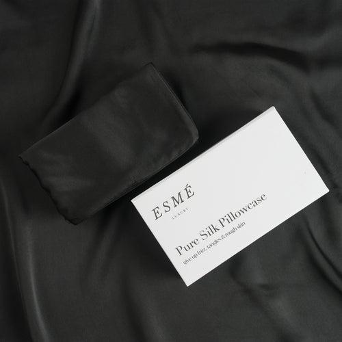 Black Pure Silk Pillowcase